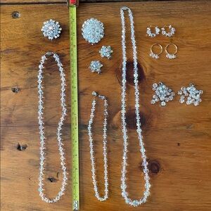 Crystal Aurora Borealis Necklace and Earring Set - Clear